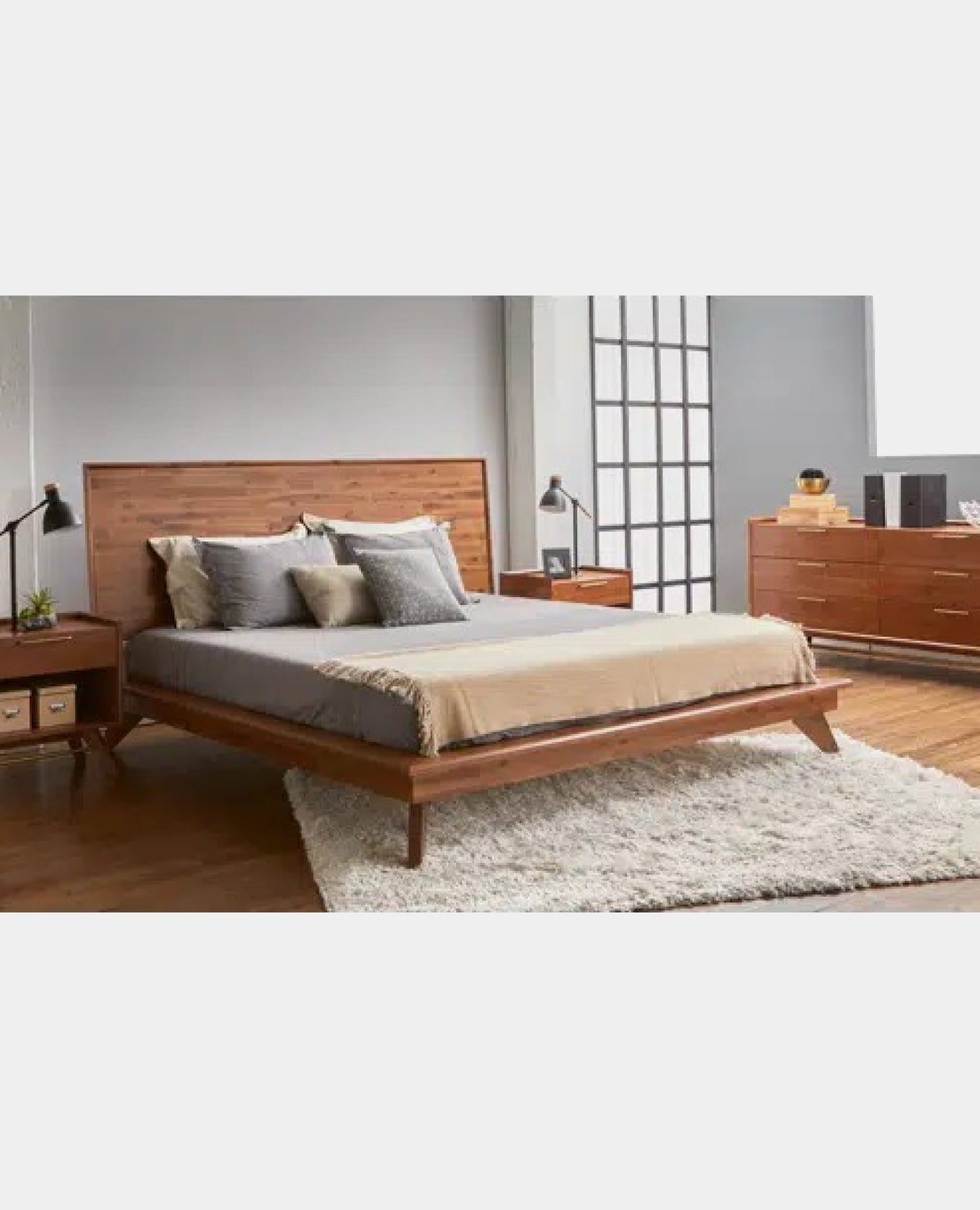 pully low sheesham wood bed