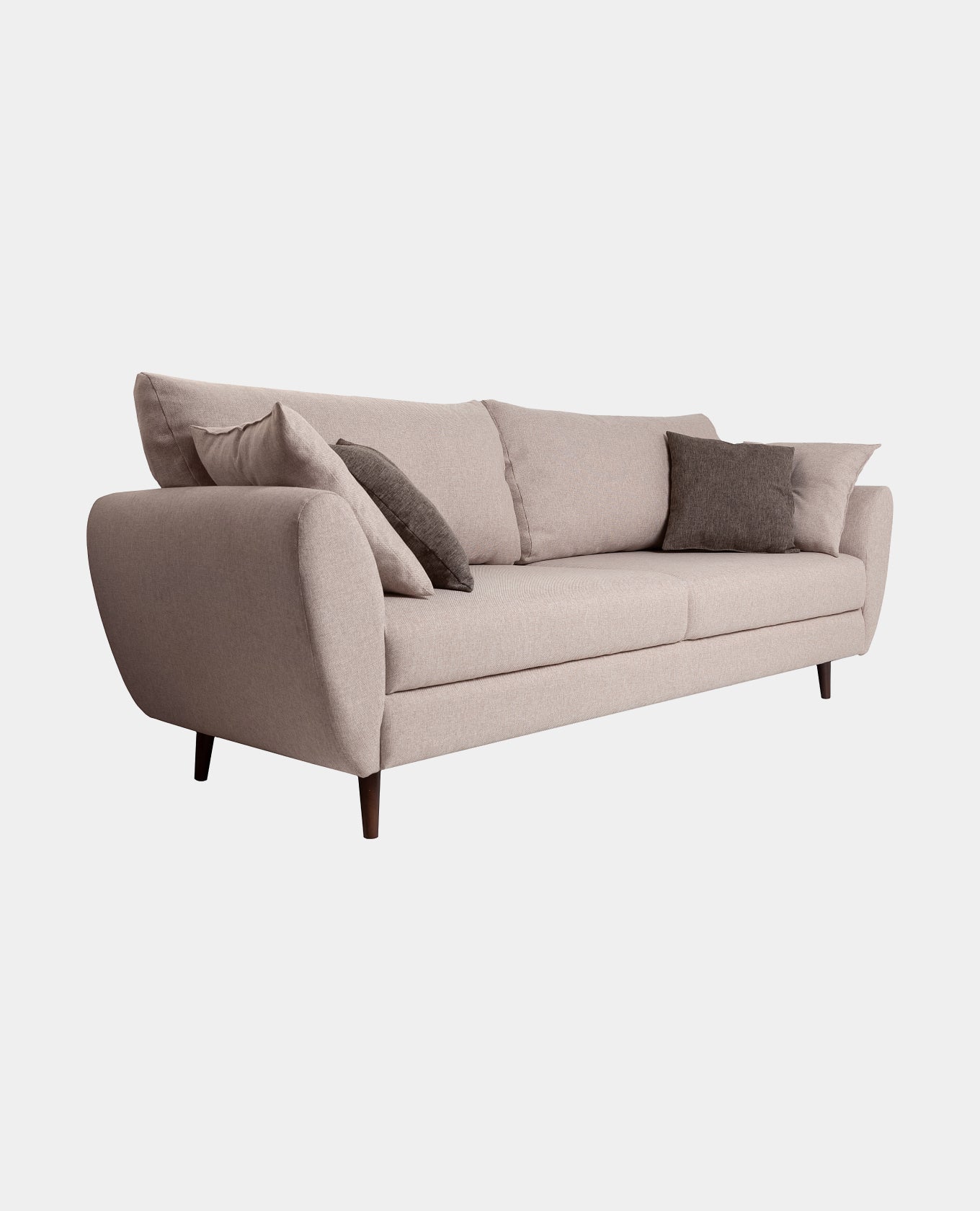 modern grey fabric sofa with pillows