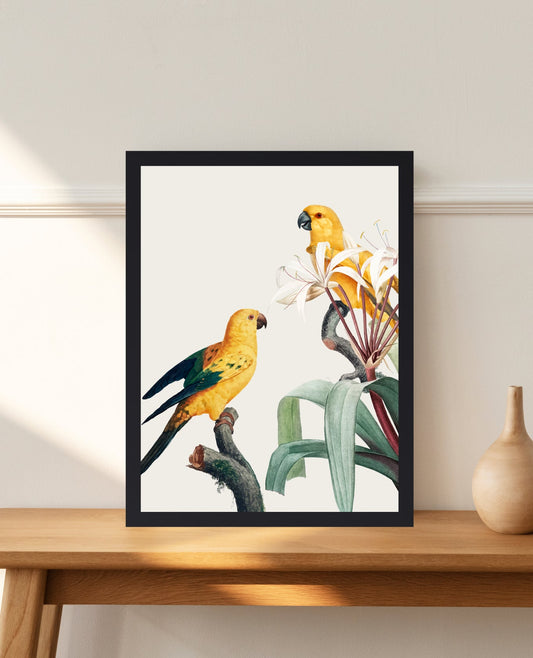 Jungle Parrots Table Art Painting
